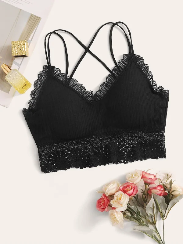 Floral Lace Crisscross Bralette Lingerie