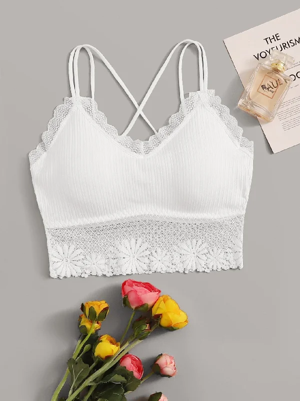 Floral Lace Crisscross Bralette Lingerie