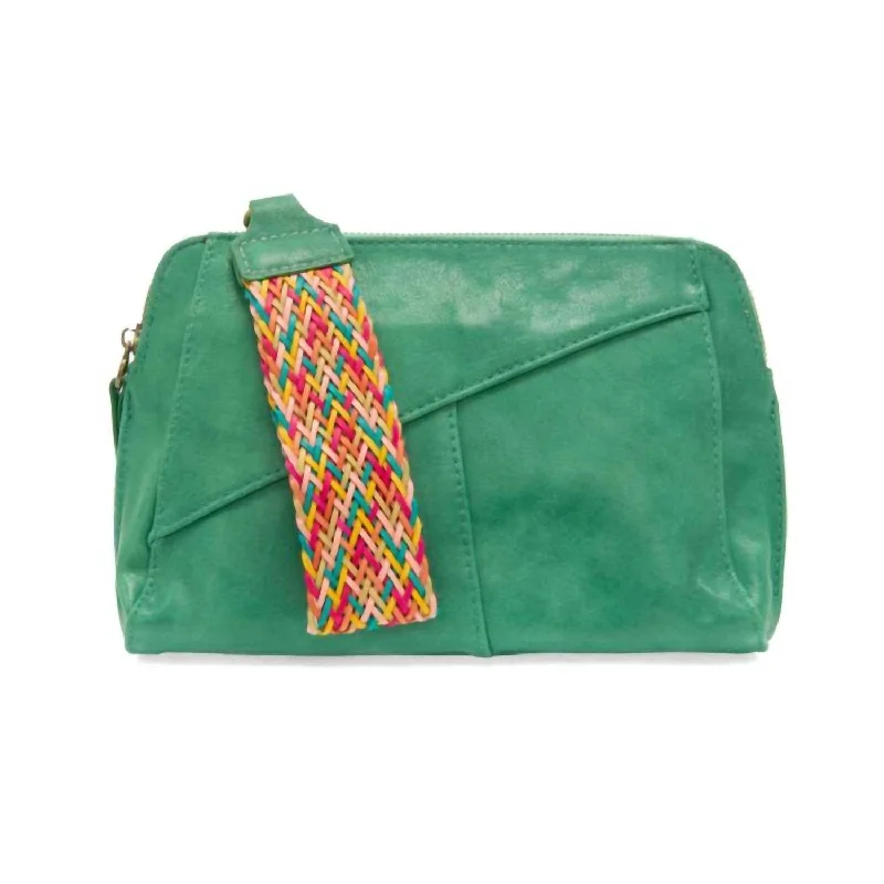 Gigi Crossbody With Woven Wrist Strap In Green