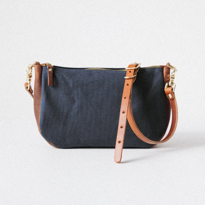 Heather Blue Canvas Crossbody Bag