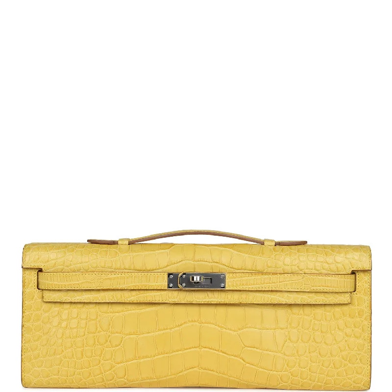 Hermes Kelly Cut Mimosa Matte Alligator Palladium Hardware