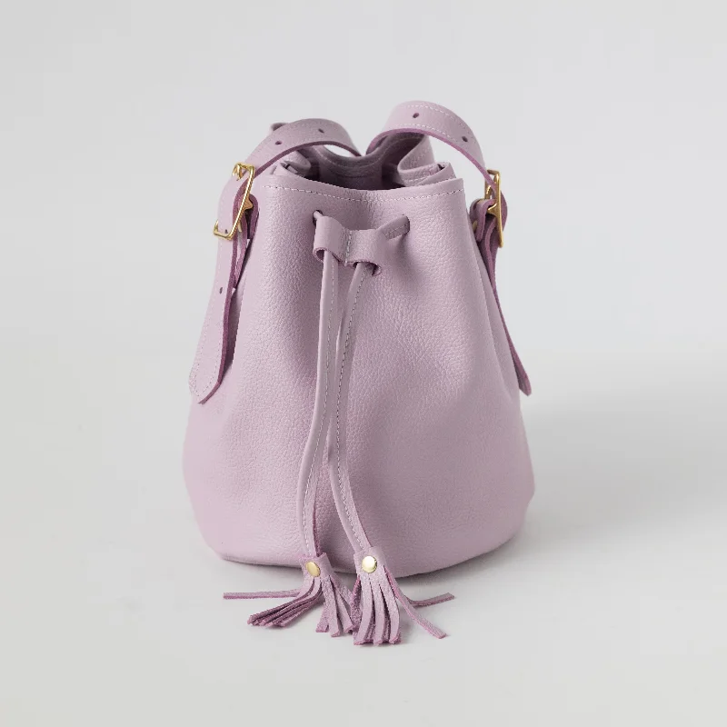 Lilac Italian Pebbled Bucket Bag