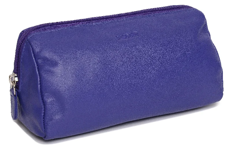 SADDLER MEGAN Leather Zip Top Cosmetic Bag - Large Capacity and Inner Zip Pocket - RFID Protected