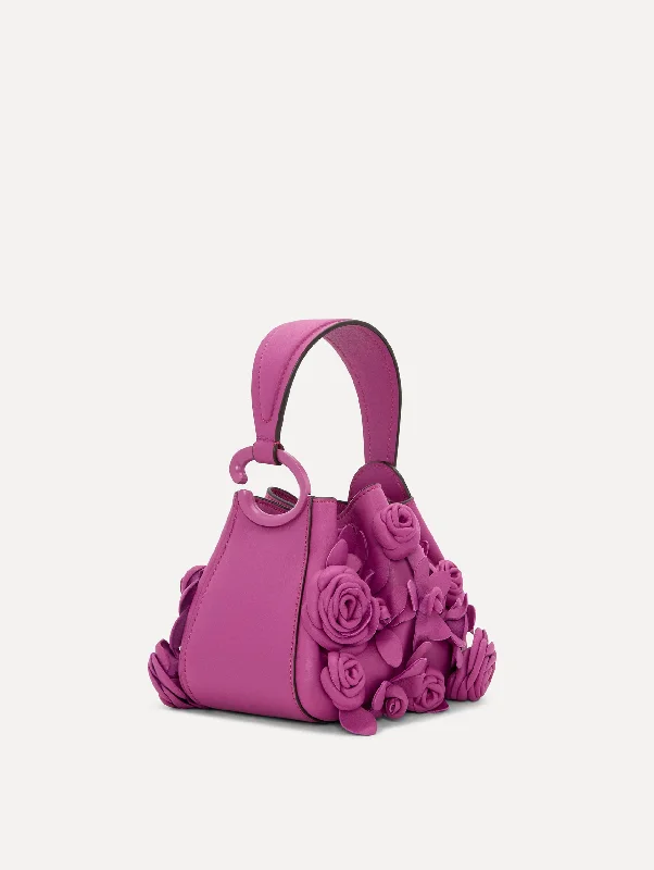 Nano Floral Appliqué O Handle Bag