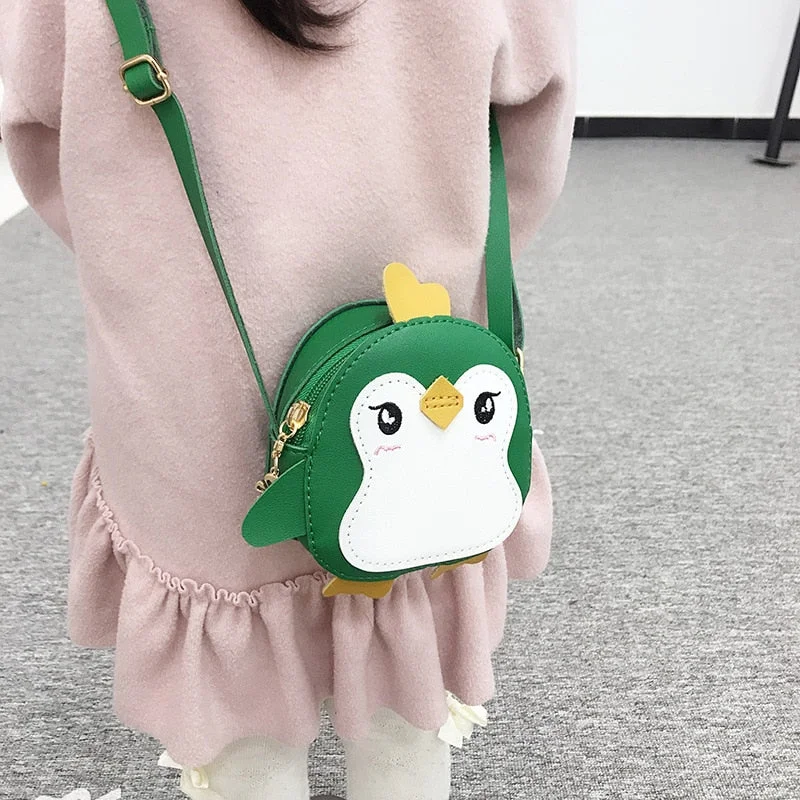 New 2019 Children Girls Messenger Bag Cartoon Penguin Cross Body Bags Handbag Kids Mini PU Leather Lovely Shoulder Bag Bolsa