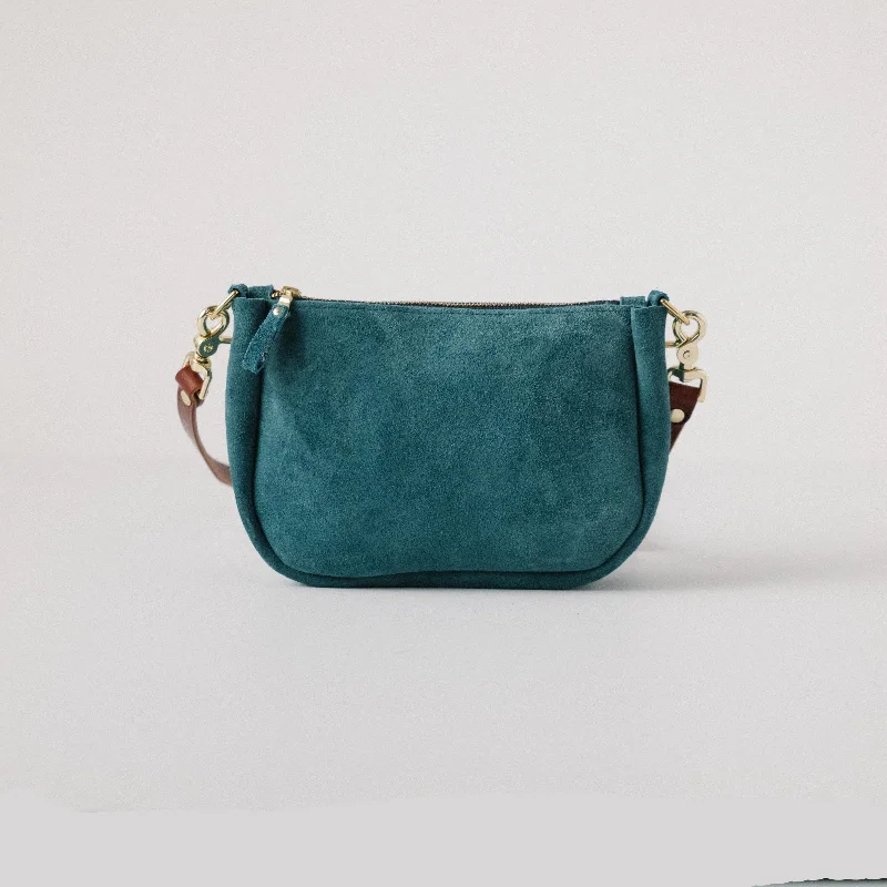 Roughout Dark Teal Bulldog Mini Crossbody Bag