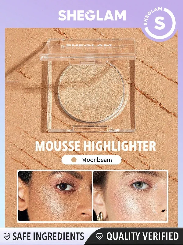 SHEGLAM Cosmic Crystal Mousse Highlighter - Powder Highlighter Shimmer Long Wear Brightening Non-Caking Glow Highlighter Black Friday Winter Gifts Highlighter