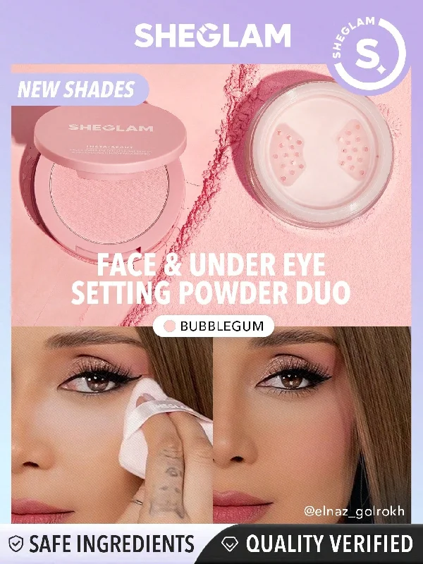 SHEGLAM Insta-Ready Face & Under Eye Setting Powder Duo-Bubblegum 2 In 1