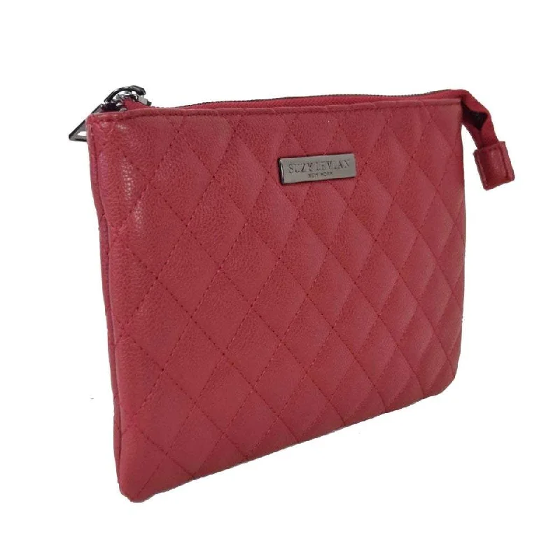 Suzy Levian Small Faux Leather Quilted Clutch Handbag