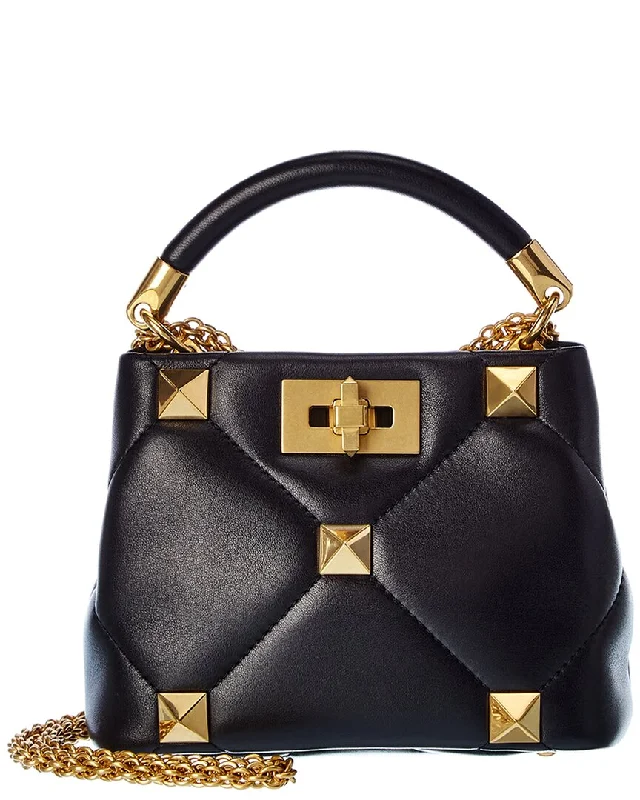 Valentino Roman Stud The Handle Mini Leather Shoulder Bag