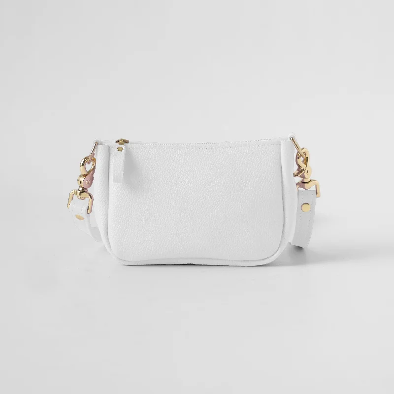 White Italian Pebbled Crossbody Bag