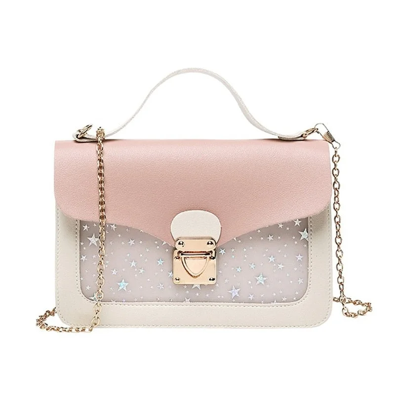 Women Mini Small Square Pack Shoulder Bag Fashion Star Sequin Designer Messenger Crossbody Bag Clutch Wallet Handbags Pink